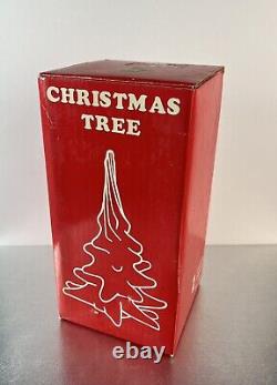 1970s Glass Christmas Tree Figurine with Original Box & RICH's tag, Set of 3