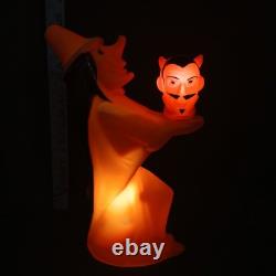 1970s Tico-Toys Witch With Devil Head Blow Mold Vintage Halloween 13-inch Vtg