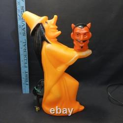 1970s Tico-Toys Witch With Devil Head Blow Mold Vintage Halloween 13-inch Vtg