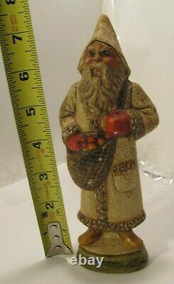 1988 Vaillancourt Christmas Santa 7 Inch Figure Apple Sack #419 105A Chalkware