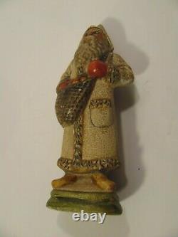 1988 Vaillancourt Christmas Santa 7 Inch Figure Apple Sack #419 105A Chalkware