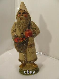 1988 Vaillancourt Christmas Santa 7 Inch Figure Apple Sack #419 105A Chalkware