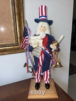 1994 Rare Patriotic Lynn Haney Uncle Sam (Santa) Drum Bells Music