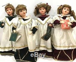 1997 Alco Lot of 4 Animated 18 Caroling Choir Singers Girl Boy Red Green Halo