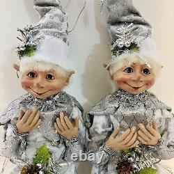 2 Brand Nwt Robert Stanley Home Collection Christmas Posable Elf Dolls 30