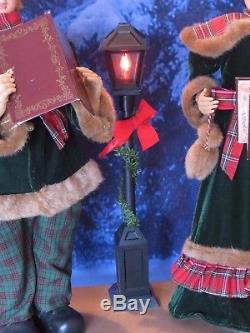 2' FOOT TALL BOY & GIRL SET VICTORIAN CHRISTMAS CAROLERS FIGURINES With LAMP POST