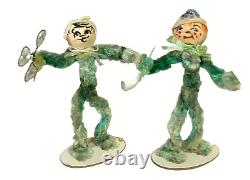 2 Leprechauns Chenille & Crepe Paper 7 St Patrick Day Figures Germany 30's RARE