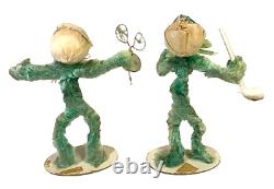 2 Leprechauns Chenille & Crepe Paper 7 St Patrick Day Figures Germany 30's RARE