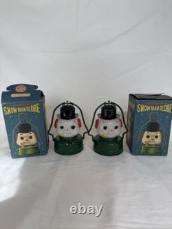 2 Vintage Amico Christmas Snowman Globe Lantern With Box Rare! Made In Japan