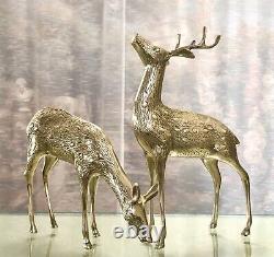 2 Vintage Brass Reindeer / Deer Christmas Holiday Winter Wedding a Pair