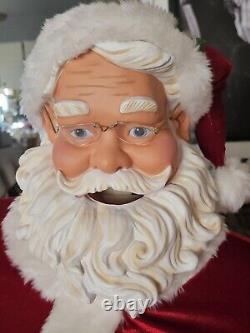 (2)Vintage GEMMY 4ft Tall Animated Singing And Dancing Karaoke Santa Claus
