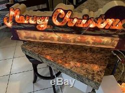 2 Vintage Holiday Glow Merry Christmas multi-function Lighted Greetings Sign