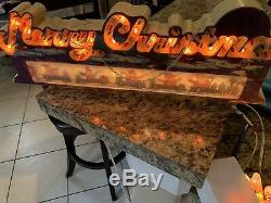 2 Vintage Holiday Glow Merry Christmas multi-function Lighted Greetings Sign