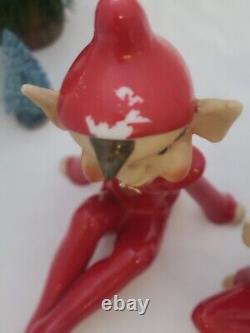 2 Vintage Thames 1950s Large 6 Pixie Elves Elf Red Christmas Holiday Japan