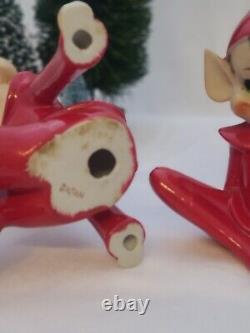 2 Vintage Thames 1950s Large 6 Pixie Elves Elf Red Christmas Holiday Japan