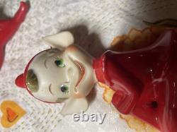 2 Vintage Thames Ceramic Pixie Elf 5 Large Figurine 1950's Christmas Japan