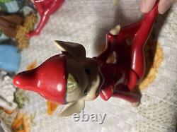 2 Vintage Thames Ceramic Pixie Elf 5 Large Figurine 1950's Christmas Japan