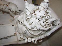 2001 Grandeur Noel Fine White Porcelain SANTA & SLEIGH 4pc Collector's Set
