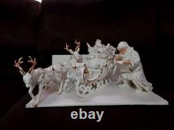 2001 Grandeur Noel Porcelain Santa & Sleigh Collector's 4Piece Set J0130 Perfect