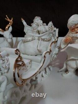 2001 Grandeur Noel Porcelain Santa & Sleigh Collector's 4Piece Set J0130 Perfect