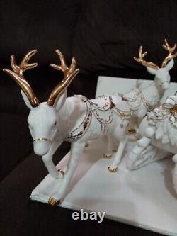 2001 Grandeur Noel Porcelain Santa & Sleigh Collector's 4Piece Set J0130 Perfect