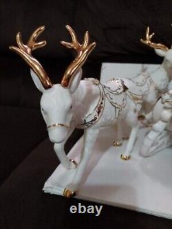 2001 Grandeur Noel Porcelain Santa & Sleigh Collector's 4Piece Set J0130 Perfect