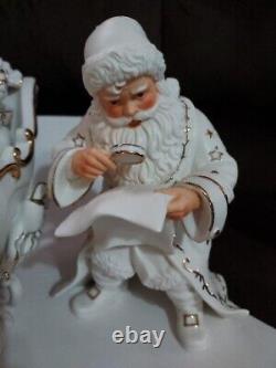 2001 Grandeur Noel Porcelain Santa & Sleigh Collector's 4Piece Set J0130 Perfect