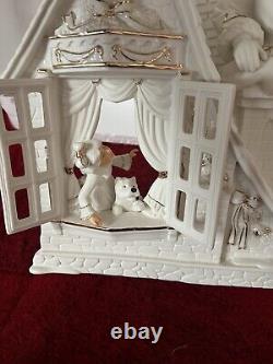 2003 Grandeur Noel White With Gold Firing Santa Set Reindeer Girl Christmas RARE