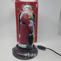 2013 Old World Christmas'Penguin Pals' Glass Santa Light Works withBox Merck
