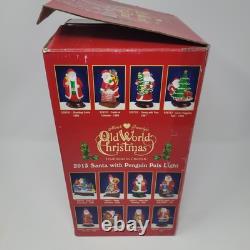 2013 Old World Christmas'Penguin Pals' Glass Santa Light Works withBox Merck