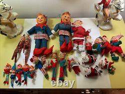 23 VTg OLD CRAFT CHRISTMAS ELVES KNEE HUGGER PIXIE TREE ORNAMENTS JAPAN Felts