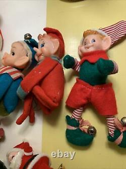 23 VTg OLD CRAFT CHRISTMAS ELVES KNEE HUGGER PIXIE TREE ORNAMENTS JAPAN Felts