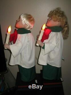 24 RARE BOY & GIRL Animated Caroler Choir SET With Candles Motion-ette VIDEO