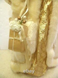 25 Tall Vintage Christmas Santa Figure with Gifts & Ivory/Fur/Gold Robe