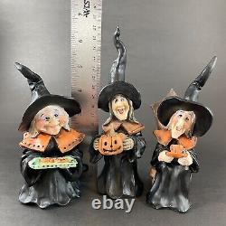 3 Allyson Nagel Halloween Witch Figurine Pumpkin Treat 1995-7 Signed