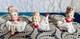 3 Napco 1960 Big Bow Bloomer Girls Christmas Poinsettia Shelf Sitter Figurines
