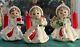 3 Napco Vintage Christmas Snowflake Girl Candleholders Set X-8388 1950's Euc