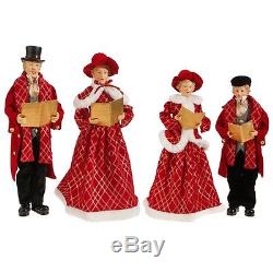 3700773 Set/4 18.5 Carolers Victorian Red Black Christmas Figure Decoration