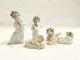 4 Pc Vintage Lladro Porcelain Nativity Angels And Baby Jesus