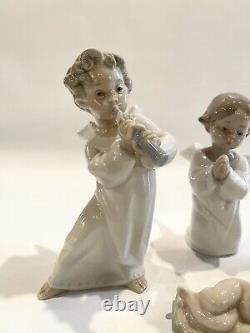 4 Pc Vintage Lladro Porcelain Nativity Angels and Baby Jesus