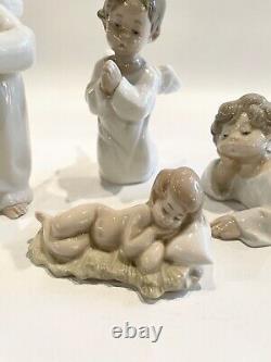 4 Pc Vintage Lladro Porcelain Nativity Angels and Baby Jesus