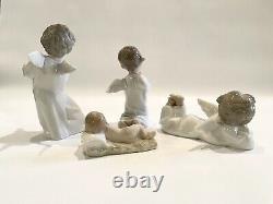 4 Pc Vintage Lladro Porcelain Nativity Angels and Baby Jesus