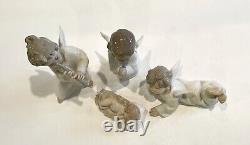 4 Pc Vintage Lladro Porcelain Nativity Angels and Baby Jesus