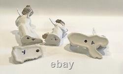 4 Pc Vintage Lladro Porcelain Nativity Angels and Baby Jesus