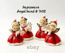 4 Vintage Napcoware CHRISTMAS ANGEL BAND Figurines #7258