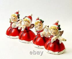 4 Vintage Napcoware CHRISTMAS ANGEL BAND Figurines #7258