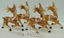 4 vintage Lefton Japan REINDEER candy cane figurines for the Christmas sleigh