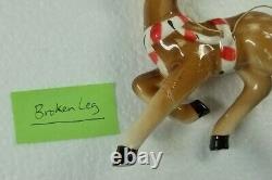 4 vintage Lefton Japan REINDEER candy cane figurines for the Christmas sleigh
