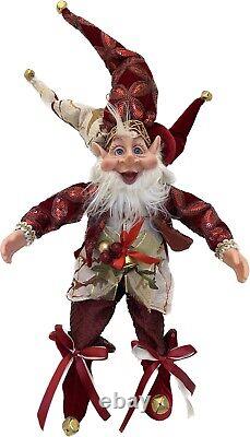 4PC Set Christmas Handmade Holiday Posable Elves And Jester Figurines / Dolls