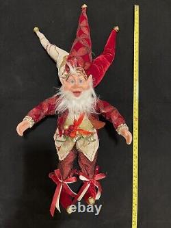 4PC Set Christmas Handmade Holiday Posable Elves And Jester Figurines / Dolls